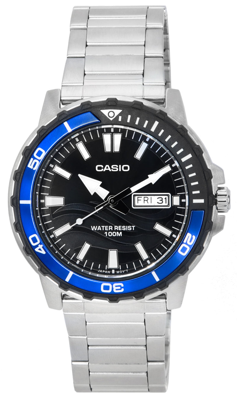 Casio Enticer Standard Analog Black Dial Quartz MTD-125D-1A2 MTD125D-1A2 100M Men's Watch