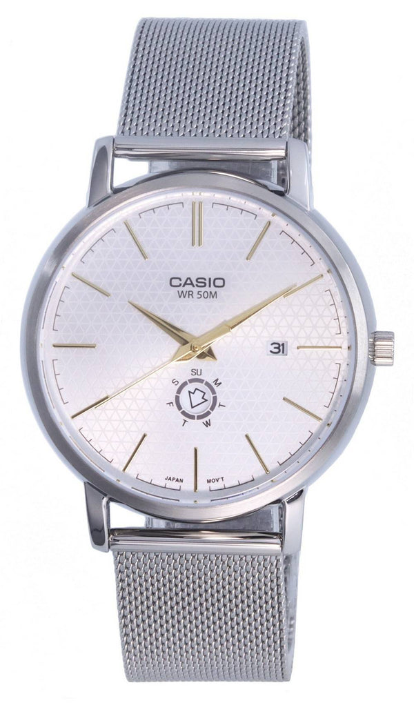 Casio Analog Stainless Steel Mesh Silver Dial Quartz MTP-B125M-7A MTPB125M-7 Men's Watch