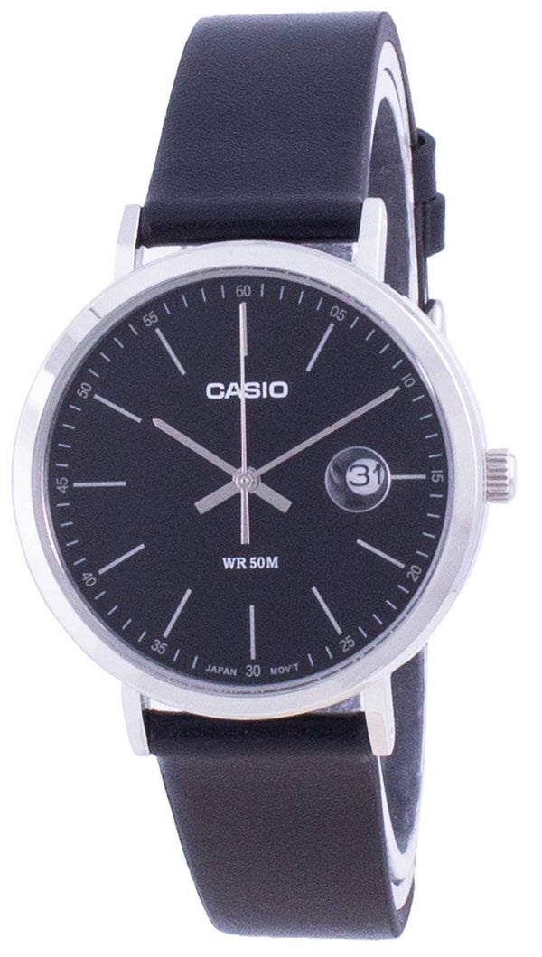 Casio Analog Black Dial Leather Strap MTP-E175L-1E MTPE175L-1 Men's Watch