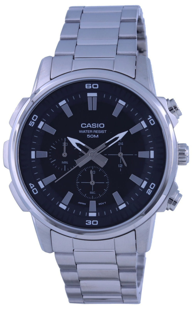 Casio Chronograph Stainless Steel Analog MTP-E505D-1A MTPE505D-1 Men's Watch