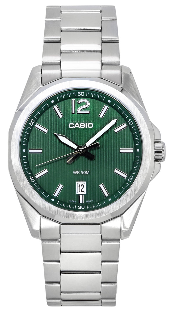 Casio Standard Analog Stainless Steel Green Dial Quartz MTP-E725D-3A Men's Watch
