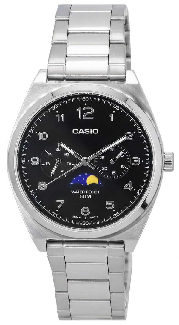 Casio Standard Analog Moon Phase Black Dial Quartz MTP-M300D-1A MTPM300D-1 Men's Watch