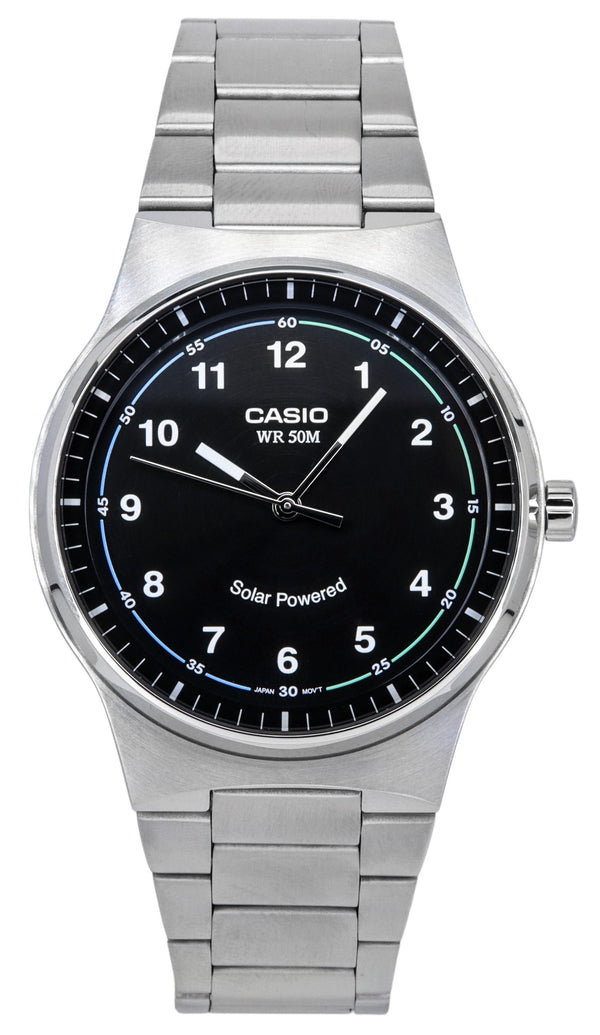 Casio Standard Analog Stainless Steel Black Dial Solar Powered MTP-RS105D-1B Men's Watch