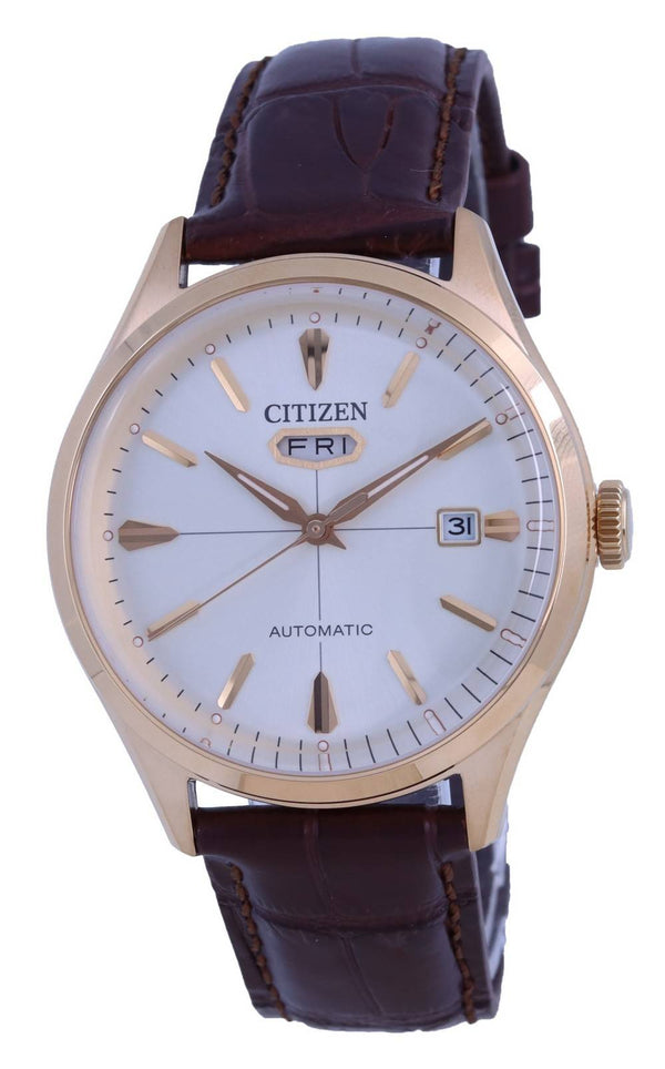 Citizen C7 White Dial Leather Automatic NH8393-05A Men's Watch