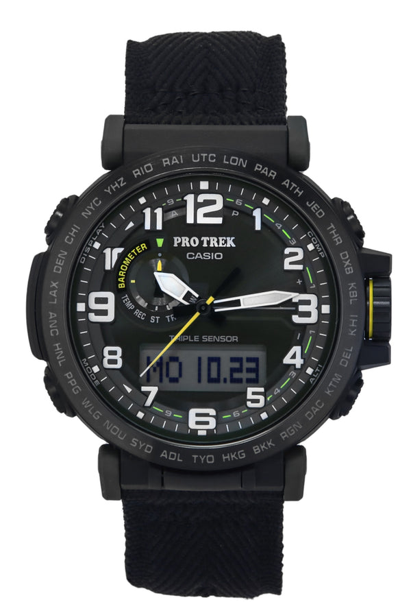 Casio ProTrek Analog Digital Bio Based Resin And Cloth Strap Green Dial Solar PRG-601YB-3 100M Men's Watch