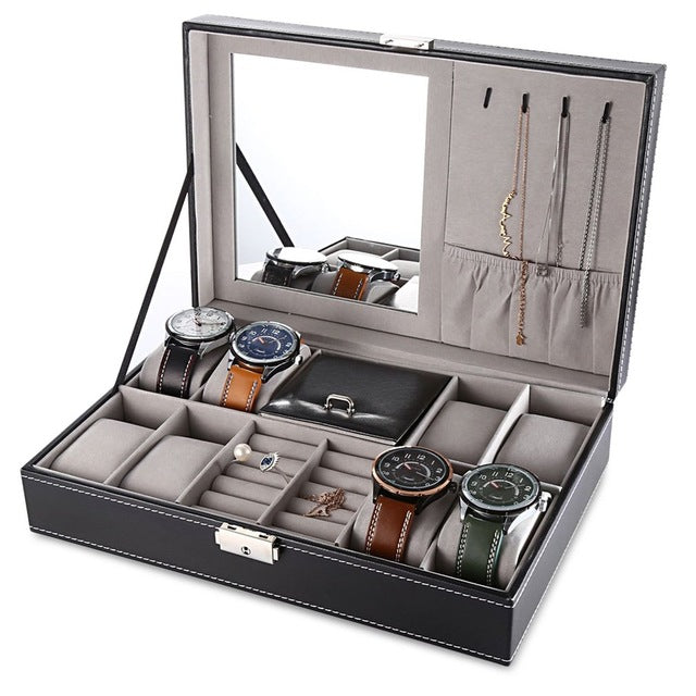 PU Leather Multifunctional Watch Box Jewelry Case Box