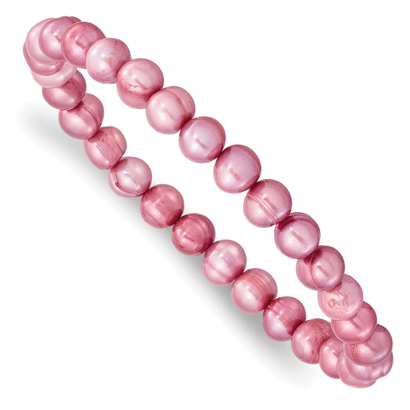 7-8mm White/Grey/Black/Pink/Purple Freshwater Cultured Pearl Stretch 5 Piece Bracelet Set