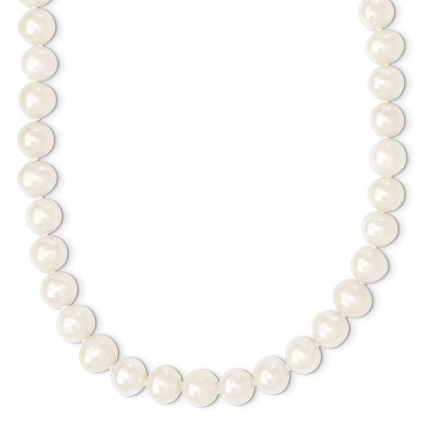 9-10mm White Semi-round Freshwater Cultured Pearl Slip-on Endless 80 inch Necklace