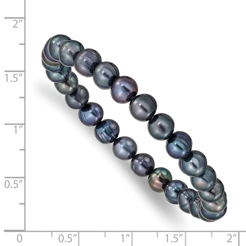 6-7mm Black Freshwater Cultured Pearl Stretch Bracelet