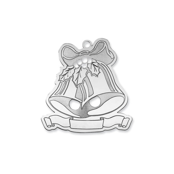 Sterling Silver Rhodium-plated Blank Christmas Bells Ornament