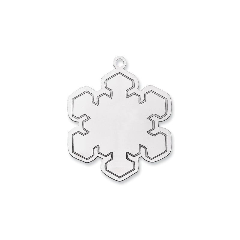 Sterling Silver Rhodium-plated Blank Christmas Snowflake Ornament