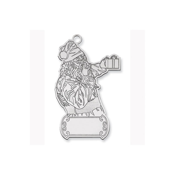 Sterling Silver Rhodium-plated Blank Christmas Santa Ornament