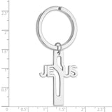 Sterling Silver Rhodium-plated Jesus Cross Key Ring