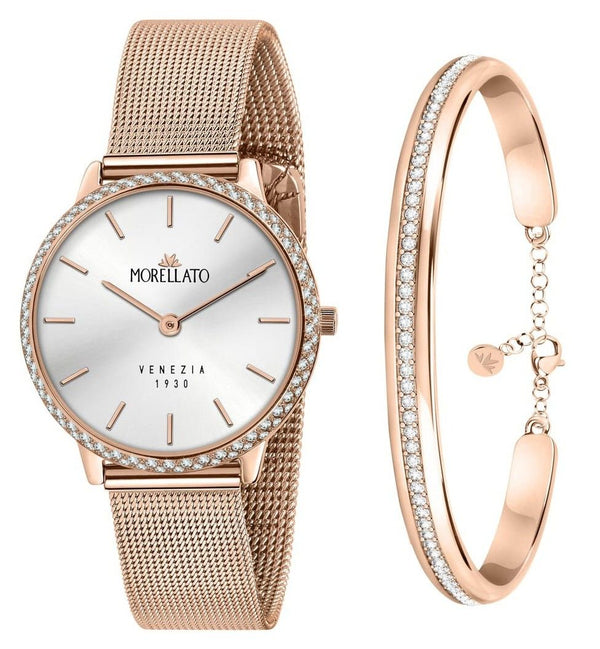 Morellato 1930 Just Time Rose Gold Silver Dial Quartz R0153161504 Women's Watch With Free Bracelet