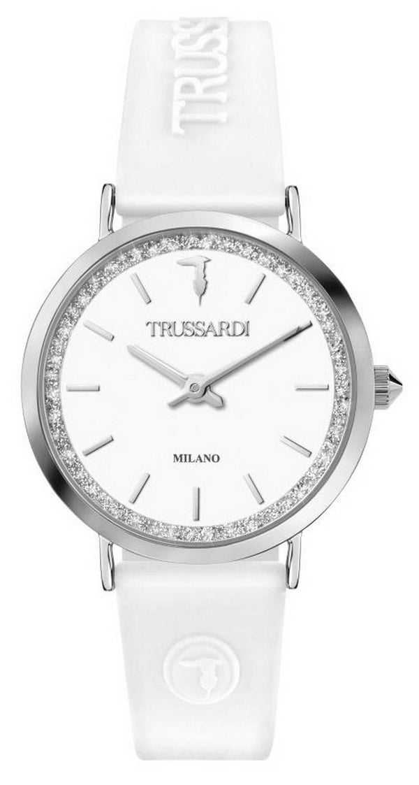 Trussardi T-Motif Silver Dial Rubber Strap Quartz R2451140504 Women's Watch