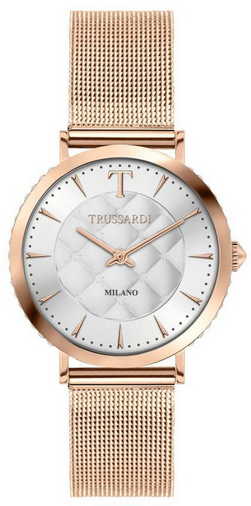 Trussardi T-Motif Crystal Accents White Dial Quartz R2453140503 Women's Watch