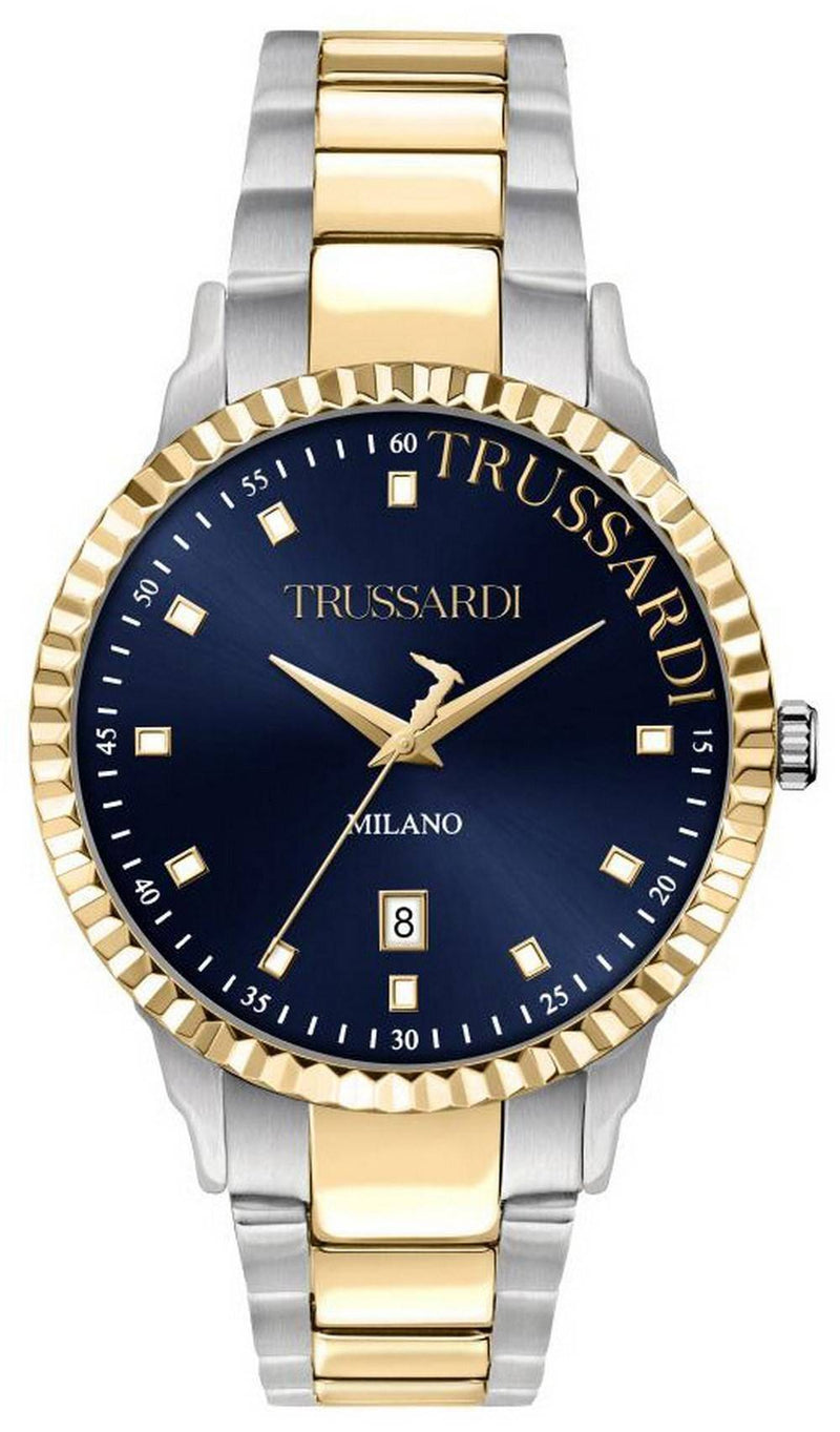 Trussardi T-Bent Blue Dial Two Tone Stainless Steel Quartz R2453141001 Men's Watch