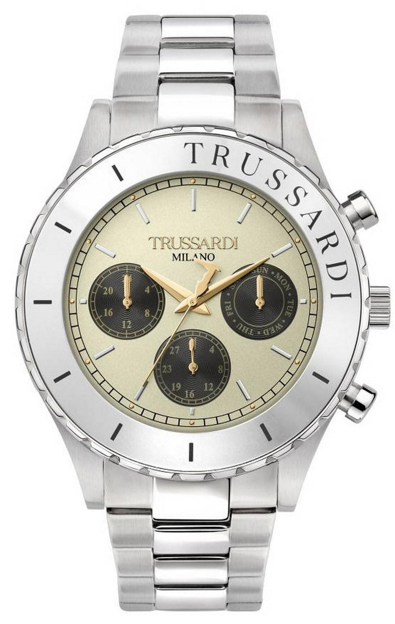 Trussardi T-Logo Beige Dial Stainless Steel Quartz R2453143005 Men's Watch