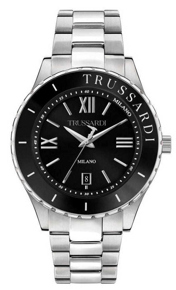 Trussardi T-Logo Black Dial Stainless Steel Quartz R2453143010 Men's Watch