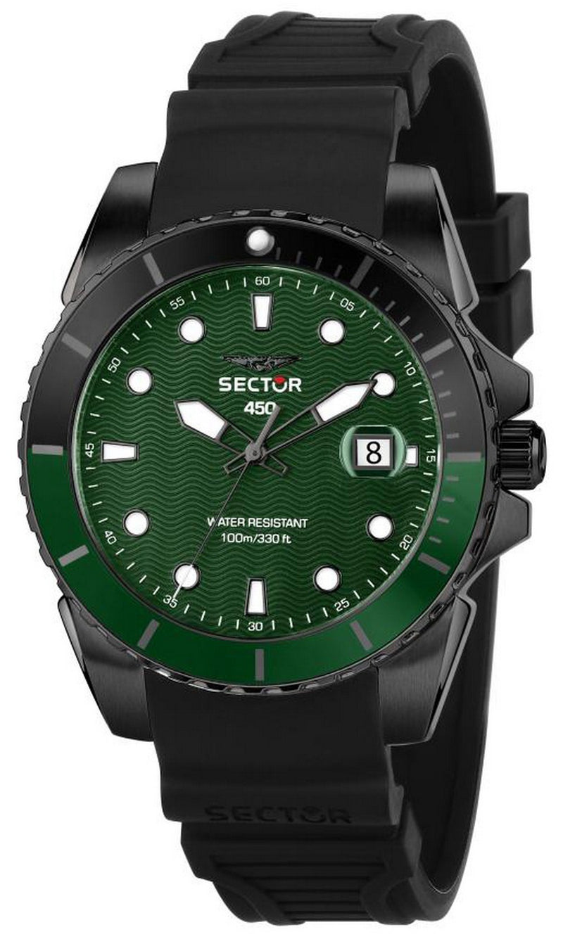 Sector 450 Green Matt Dial Silicon Strap Quartz R3251276001 100M Men's Watch