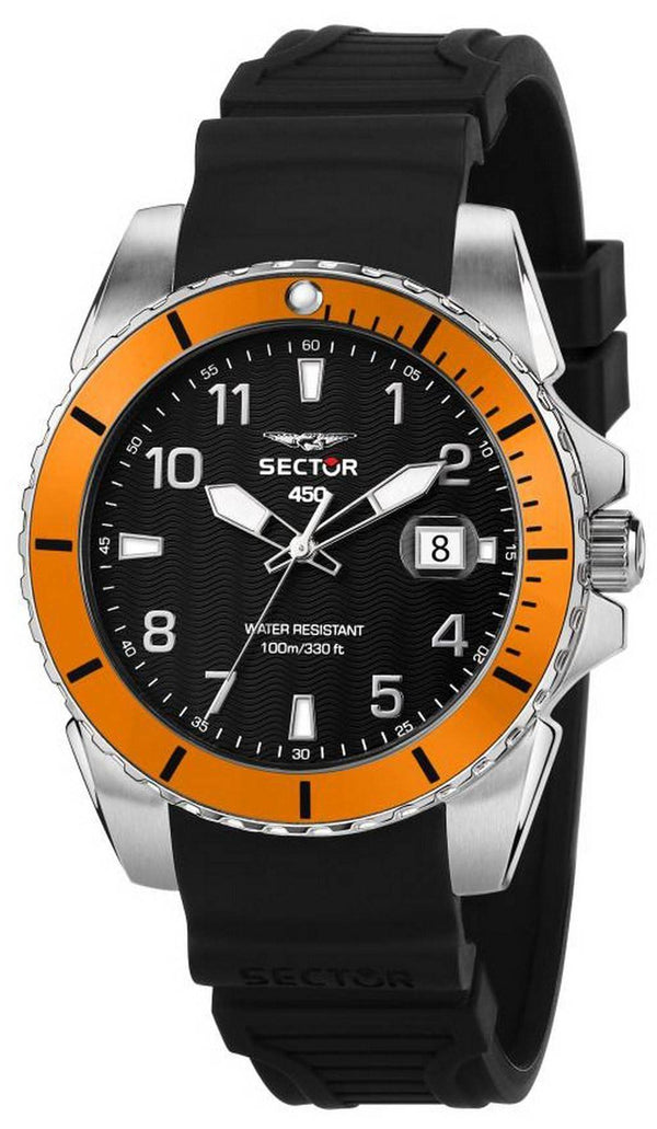 Sector 450 Black Dial Silicon Strap Quartz R3251276005 100M Men's Watch