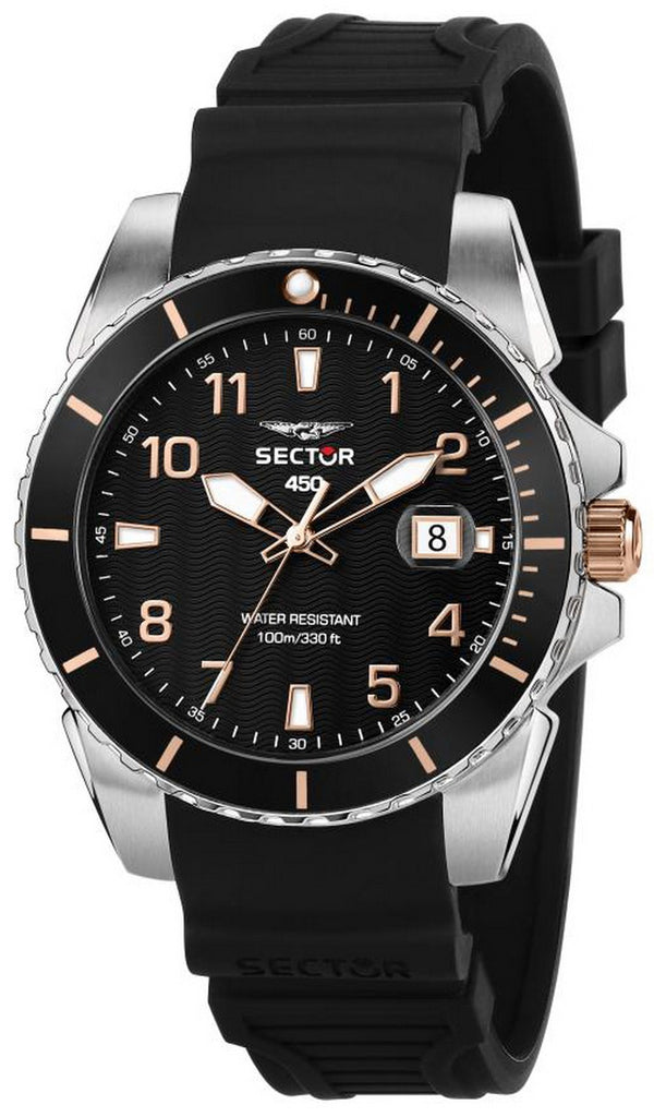 Sector 450 Black Dial Silicon Strap Quartz R3251276006 100M Men's Watch