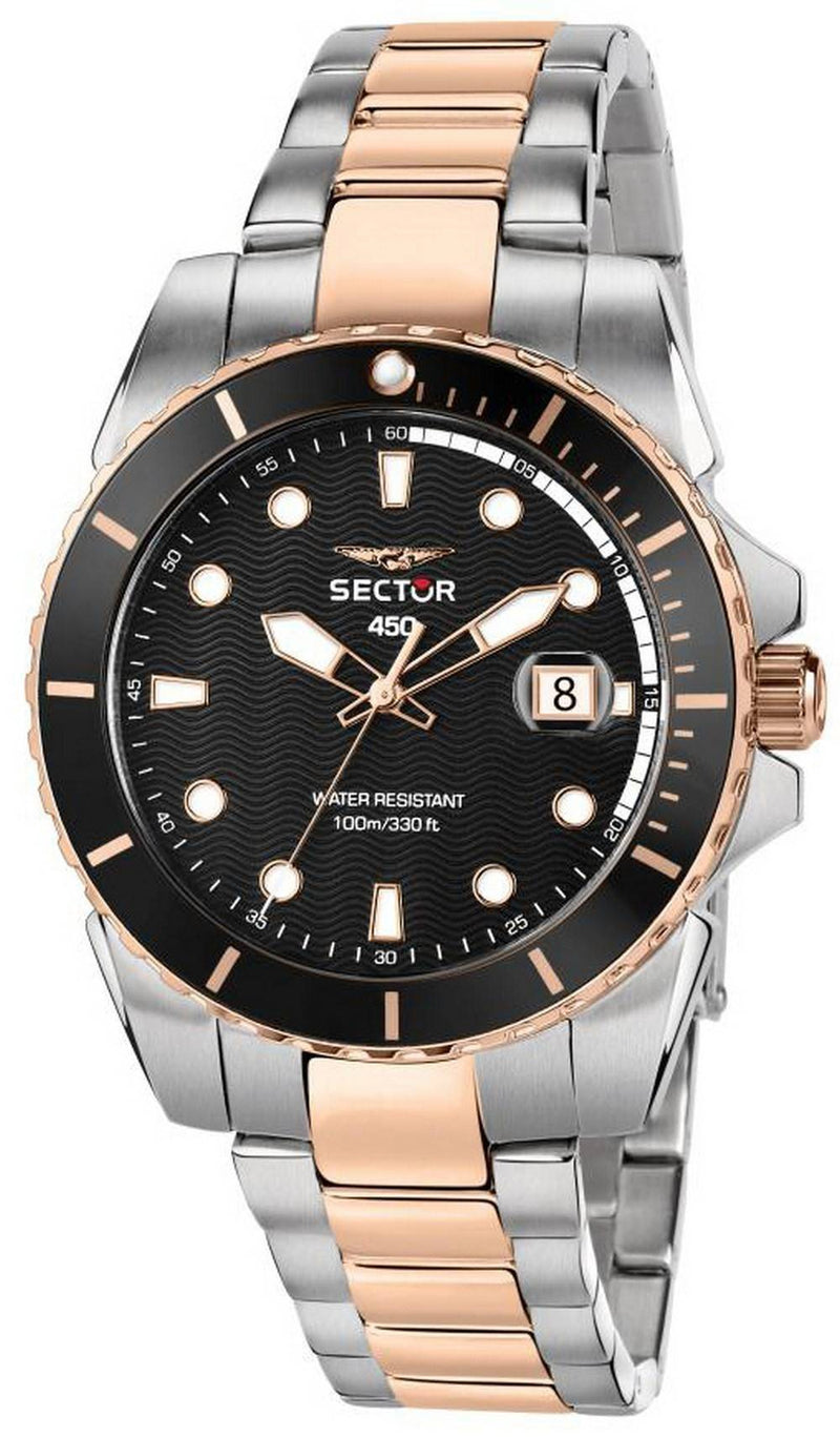 Sector 450 Black Matt Dial Two Tone Stainless Steel Quartz R3253276002 100M Men's Watch
