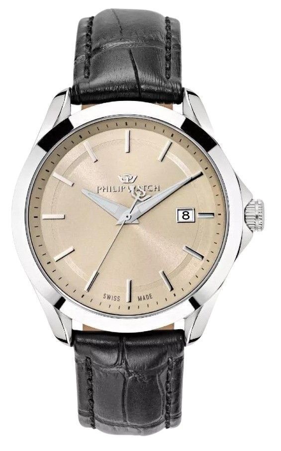 Philip Watch Swiss Made Blaze Leather Strap Beige Dial Quartz R8251165008 100M Men's Watch