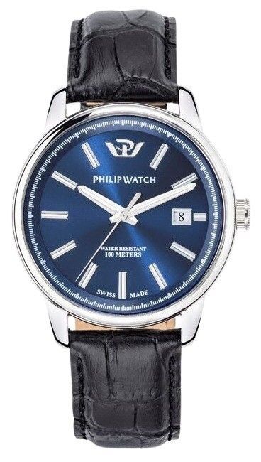 Philip Watch Swiss Made Kent Collection Anniversary Leather Strap Blue Dial Quartz R8251178013 100M Men's Watch