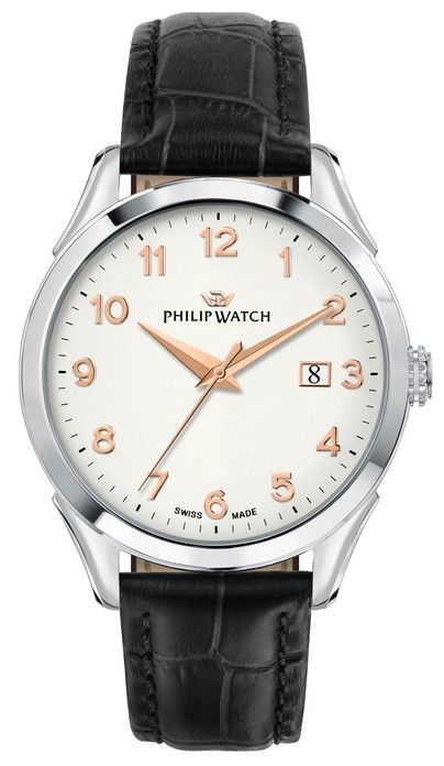 Philip Watch Swiss Made Roma Leather Strap White Dial Quartz R8251217002 Men's Watch