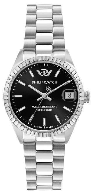 Philip Watch Swiss Made Caribe Urban Stainless Steel Black Sunray Dial Quartz R8253597589 100M Women's Watch