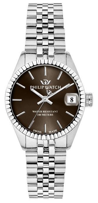 Philip Watch Swiss Made Caribe Urban Stainless Steel Brown Sunray Dial Quartz R8253597612 100M Women's Watch