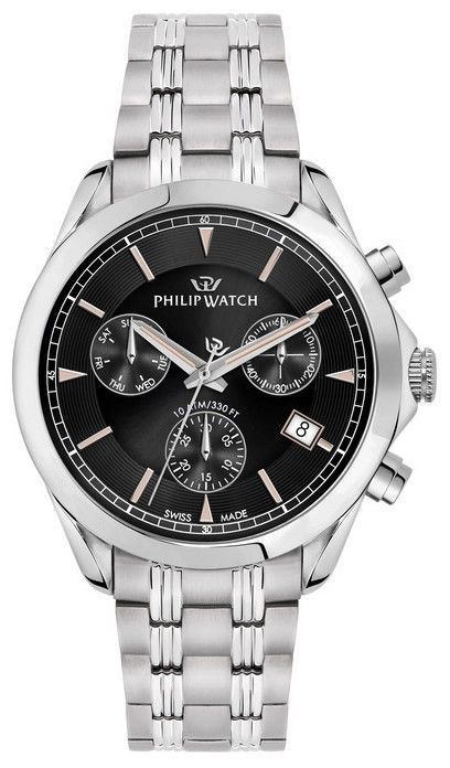Philip Watch Swiss Made Blaze Chronograph Stainless Steel Black Dial Quartz R8273665004 100M Men's Watch