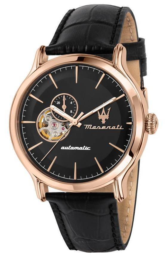 Maserati Epoca Black Open Heart Dial Automatic R8821118009 100M Men's Watch