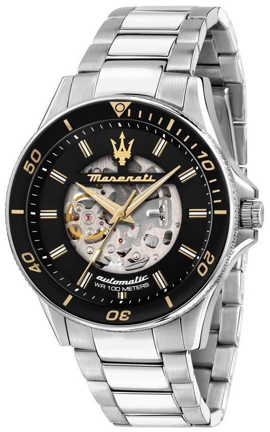 Maserati Sfida Stainless Steel Skeleton Black Dial Automatic R8823140008 100M Men's Watch
