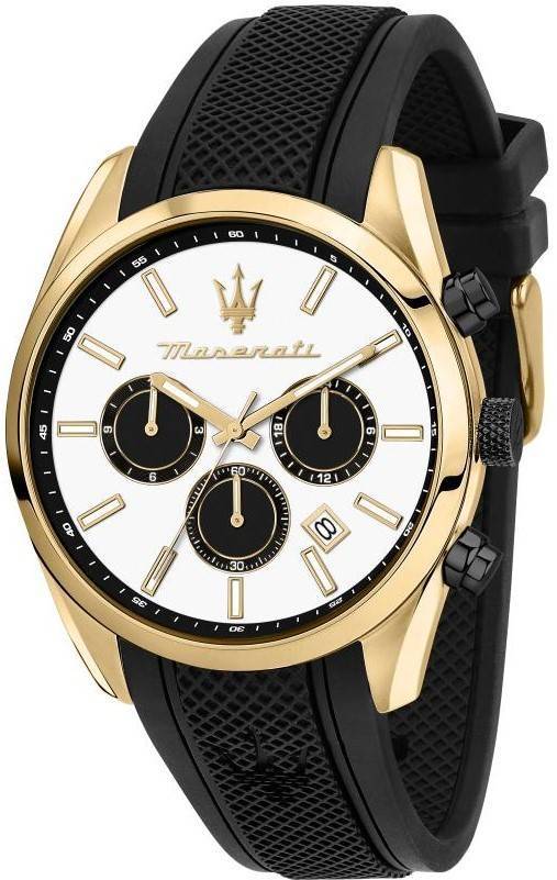 Maserati Attrazione Chronograph Silicone Strap White Dial Quartz R8851151001 Men's Watch