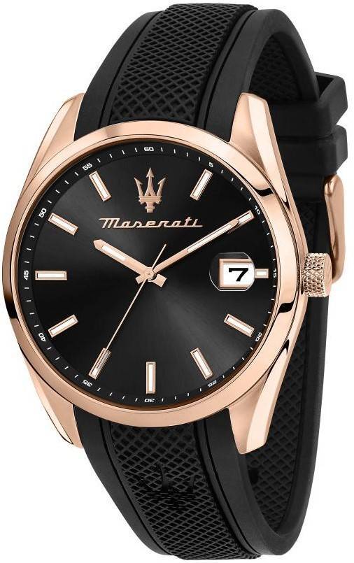 Maserati Attrazione Silicone Strap Black Dial Quartz R8851151002 Men's Watch