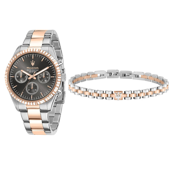 Maserati Competizione Black Dial Quartz R8853100031 100M Men's Watch With Bracelet Set