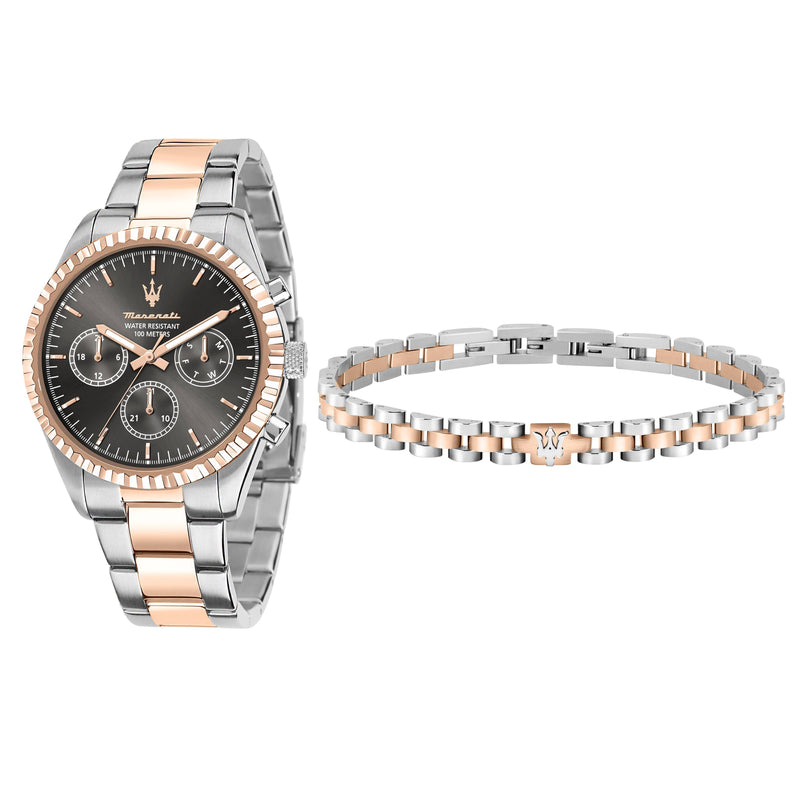 Maserati Competizione Black Dial Quartz R8853100031 100M Men's Watch With Bracelet Set