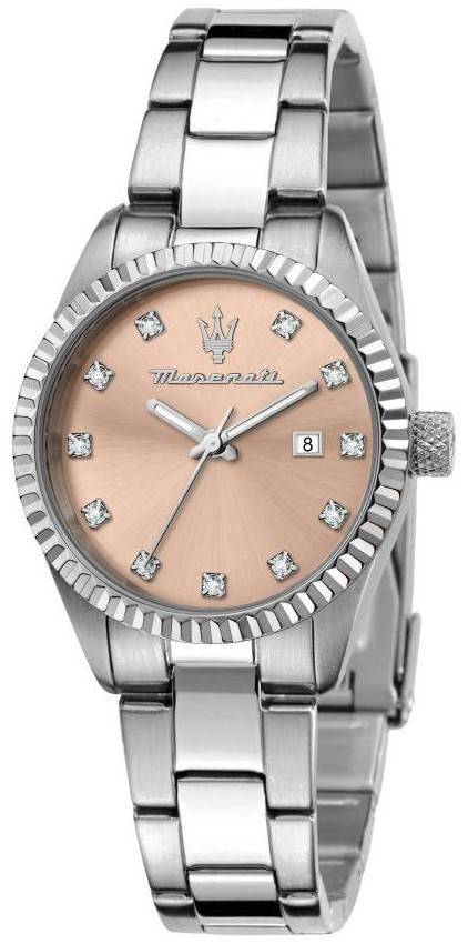 Maserati Competizione Crystal Accents Stainless Steel Rose Gold Dial Quartz R8853100509 100M Women's Watch