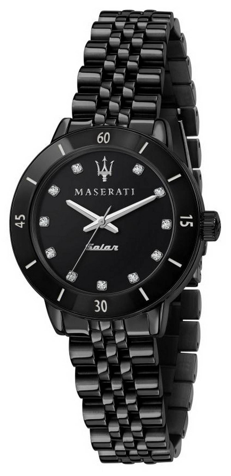 Maserati Successo Crystal Accents Black Dial Solar R8853145501 Women's Watch