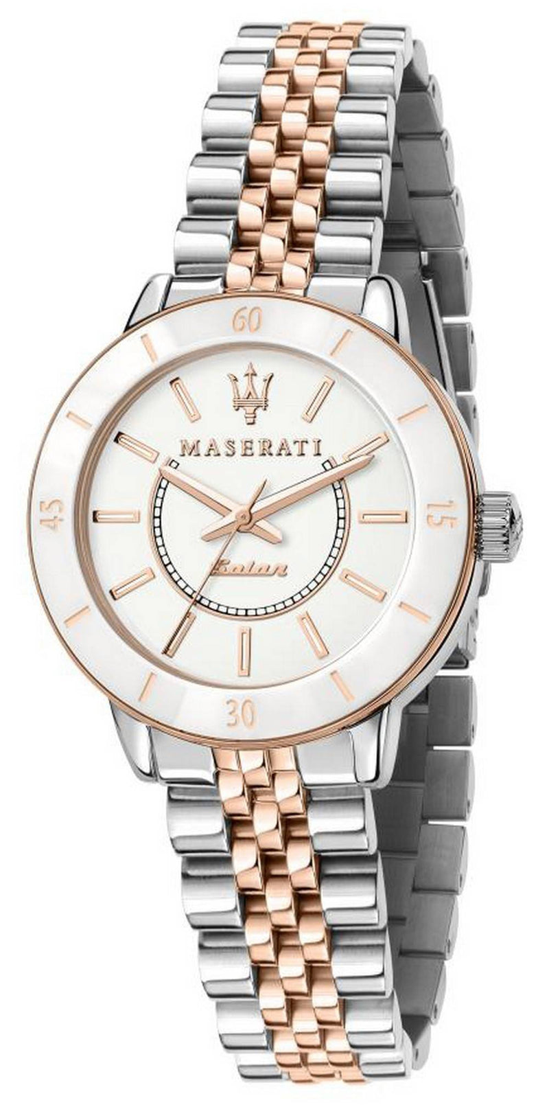 Maserati Successo White Dial Two Tone Stainless Steel Solar R8853145504 Women's Watch