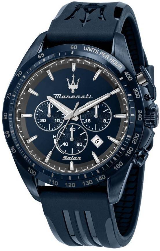 Maserati Traguardo Chronograph Blue Dial Rubber Strap Quartz R8871649001 100M Men's Watch