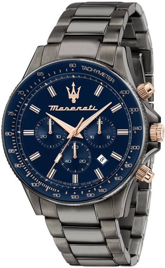 Maserati Sfida Chronograph Stainless Steel Blue Dial Quartz R8873640001 100M Men's Watch