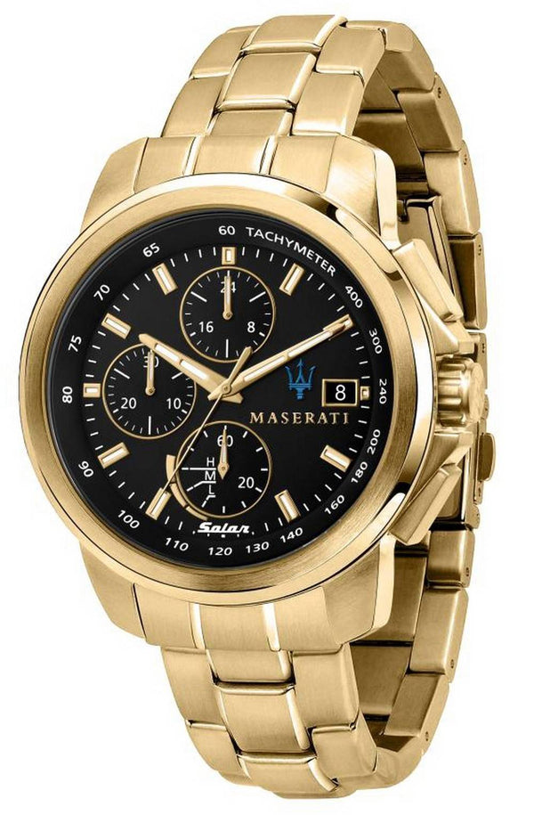 Maserati Successo Chronograph Gold Tone Stainless Steel Solar R8873645002 Men's Watch