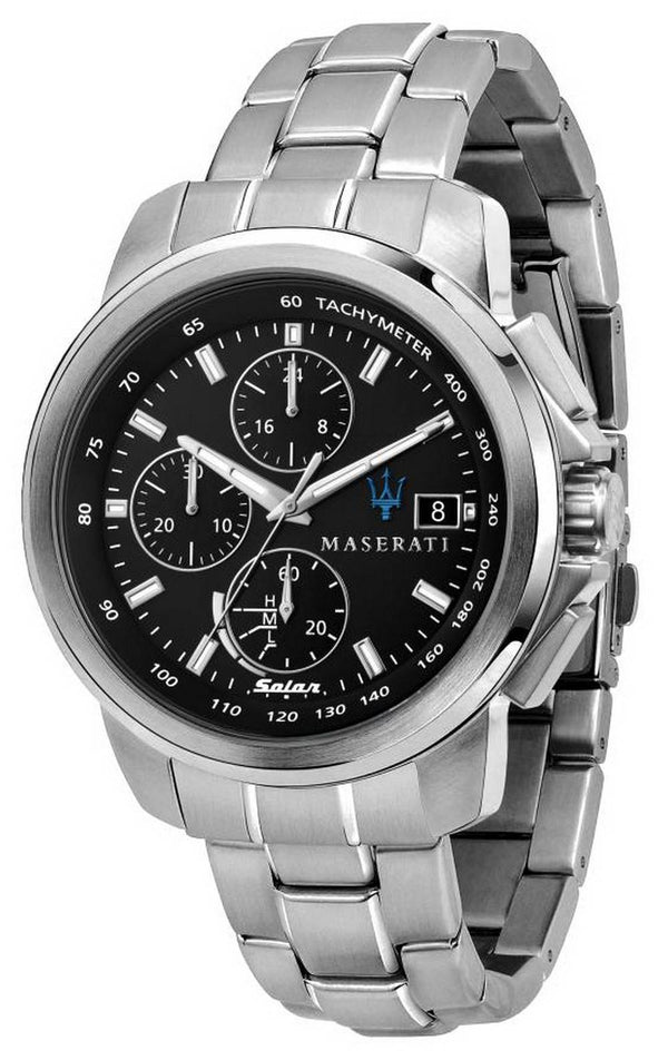 Maserati Successo Chronograph Black Dial Stainless Steel Solar R8873645003 Men's Watch