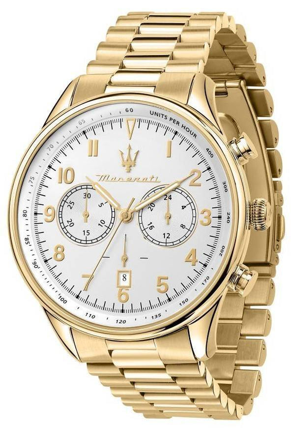 Maserati Tradizione Gold Tone Chronograph White Dial Quartz R8873646003 100M Men's Watch