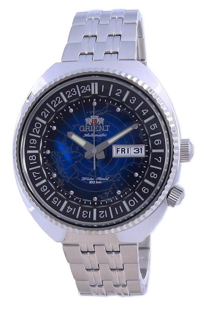 Orient World Map Revival Stainless Steel Automatic Diver's RA-AA0E03L19B 200M Men's Watch