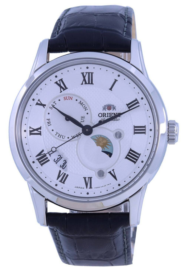 Orient Sun  Moon White Dial Leather Strap Automatic RA-AK0008S00C Men's Watch