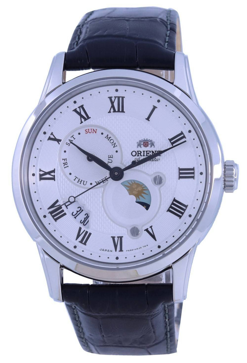 Orient Sun  Moon White Dial Leather Strap Automatic RA-AK0008S00C Men's Watch